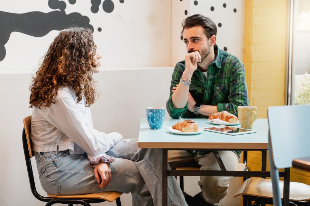 Young couple discussing.